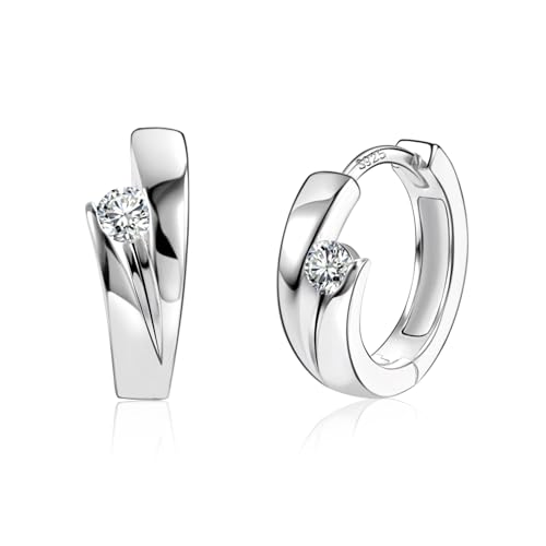 ALEXCRAFT Silber 925 Ohrringe Kleine Creolen, Silber 925 Creolen Dick Breit Kleine Knorpel Huggie Creolen Sterling Silber Creolen mit Stein Kugel Zirkonia Glitzer Ohrringe Creolen 16mm Damen Mädchen ALEXCRAFT Silber 925 Ohrringe Kleine Creolen, Silber 925 Creolen Dick Breit Kleine Knorpel Huggie Creolen Sterling Silber Creolen mit Stein Kugel Zirkonia Glitzer Ohrringe Creolen 16mm Damen Mädchen von ALEXCRAFT