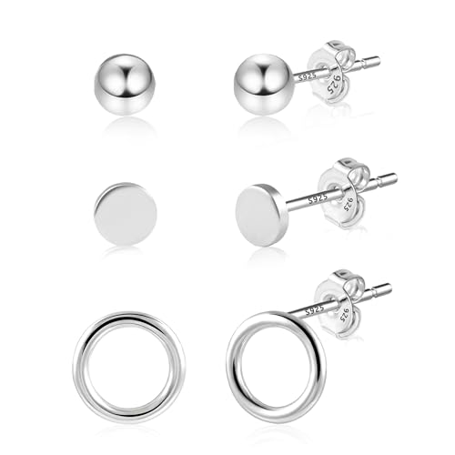 ALEXCRAFT Silber 925 Ohrringe für Damen, Multipack Stapelbar Ohrstecker Silber 925 Creolen Kleine Huggie Kreolen Chirurgenstahl Ohrringe Set für Mehrere Piercings Wasserfeste Ohrring Set von ALEXCRAFT
