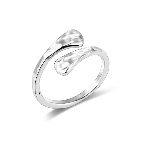 ALEXCRAFT Silber 925 Ringe für Damen, Hypoallergen Sterling Silber Ringe Einfacher Offen VerstellbareRinge Glatter Klein Ring Silberen Verlobungsring Eheringe Daumen Finger Unisex Ringe Damen Herren von ALEXCRAFT