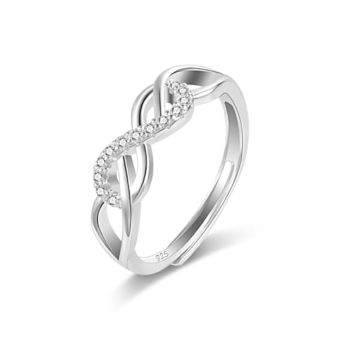 ALEXCRAFT Silber 925 Ringe für Damen, Zirkonia Ring Verstellbar Unendlichkeitsring Silberringe Verlobungsring Trauringe Freundschaftsring Antragsring Ringe Silberschmuck für jeden Anlass von ALEXCRAFT