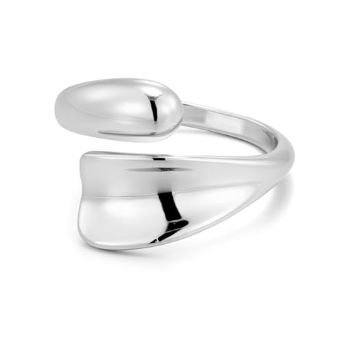ALEXCRAFT Silber 925 Ringe für Damen Herren, Hypoallergen Sterling Silber Ringe Einfacher Offen Verstellbare Ringe Klobig Chunky Dick Ringe Groß Glatter Dick Träne Wassertropfen Daumen Finger Ringe von ALEXCRAFT