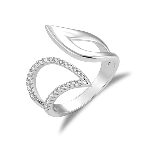 ALEXCRAFT Silber Ringe für Damen Herren, Offene Finger Ringe mit Zirkon Verstellbar Daumen Stapelbar Dünner Ring Offene Knuckle Ring 6-8 Size für Frauen Männer von ALEXCRAFT