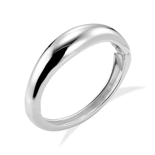 ALEXCRAFT Sterling Silber 925 Armband Damen, Silber Armreif Armbänder Klobig Chunky Dick Breit Groß Glatter Armkette Silberen Armband Ketten Armreif für Damen Frauen Freundin Mama Schmuckgeschenke von ALEXCRAFT