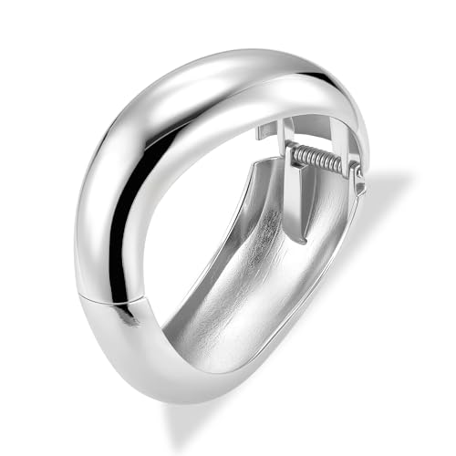 ALEXCRAFT Sterling Silber 925 Armband Groß Damen, Silber Armreif Armbänder Klobig Chunky Dick Breit Groß Glatter Armkette Silberen Armband Breit Armreif Damen Frauen Freundin Mama Schmuckgeschenke von ALEXCRAFT