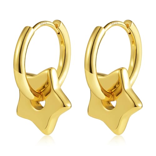 ALEXCRAFT Stern Creolen Ohrringe Silber 925 Hängend Klein Damen Geschenk für Frauen Freundin Mama Mädchen von ALEXCRAFT