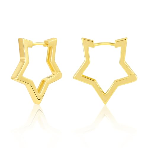 ALEXCRAFT Stern Ohrringe Creolen Gold Klein Damen 14K Goldener Ohrringe Geschenk für Frauen Freundin Mama Mädchen von ALEXCRAFT