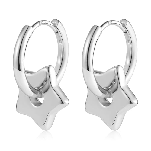 ALEXCRAFT Ohrringe Silber Stern 925 Hängend Creolen Klein Damen Geschenk für Frauen Freundin Mama Mädchen von ALEXCRAFT