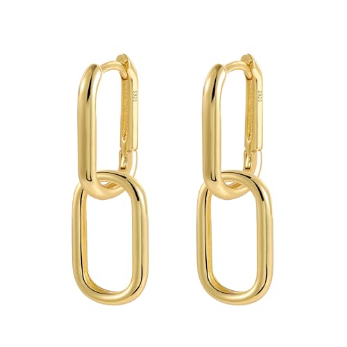 ALEXCRAFT Vergoldete Ohrringe Hängend Eckige Creolen Gold mit Anhänger für Damen Geschenk für Frauen Freundin Mama Mädchen ALEXCRAFT Vergoldete Ohrringe Hängend Eckige Creolen Gold mit Anhänger für Damen Geschenk für Frauen Freundin Mama Mädchen von ALEXCRAFT