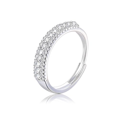 ALEXCRAFT Verstellbar Glitzer Ringe Silber 925 Damen Wasserfest mit Zirkonia für Frauen Freundin Mama Engagement Promise Ring Modeschmuck Damen von ALEXCRAFT