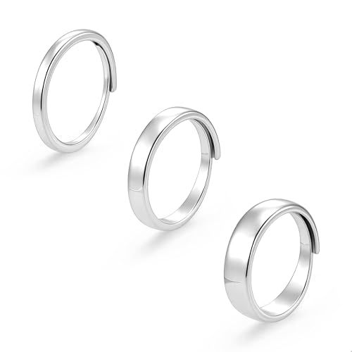 ALEXCRAFT Ringe Silber Set Silberringe Damen Ringe Set Silber Verstellbare Ringe Silber 92 Damen Minimalistisch 3 Stück von ALEXCRAFT