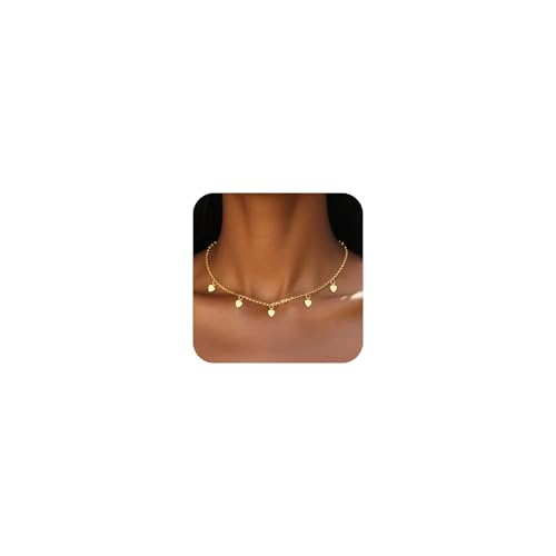 ALEXCRAFT Wasserfest Boho Halskette Damen Gold mit Herz Anhängern 14K Schmuck Kette Länge 40+5cm ALEXCRAFT Wasserfest Boho Halskette Damen Gold mit Herz Anhängern 14K Schmuck Kette Länge 40+5cm von ALEXCRAFT