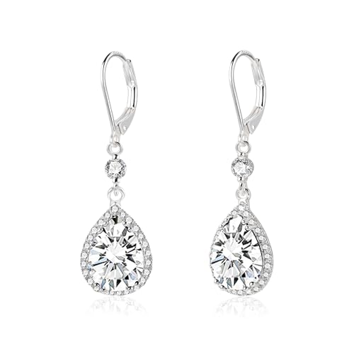 ALEXCRAFT Wassertropfen Ohrringe Silber 925 Hängend mit Zirkonia Silver Dangle Earrings for Women für Frauen Freundin Mama von ALEXCRAFT