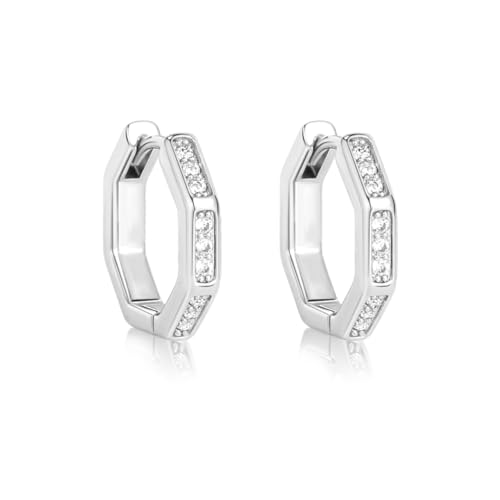 ALEXCRAFT Zirkonia Creolen Ohrringe Silber 925 Geometrisch Klein Damen Geschenk für Frauen Freundin Mama Mädchen von ALEXCRAFT