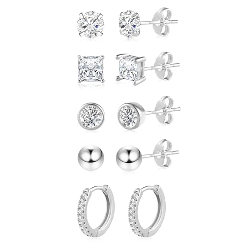 ALEXCRAFT Zirkonia Ohrstecker Silber 925 Ohrringe Set Klein Damen Geschenk für Frauen Freundin Mama Mädchen 5 Paar ALEXCRAFT Zirkonia Ohrstecker Silber 925 Ohrringe Set Klein Damen Geschenk für Frauen Freundin Mama Mädchen 5 Paar von ALEXCRAFT