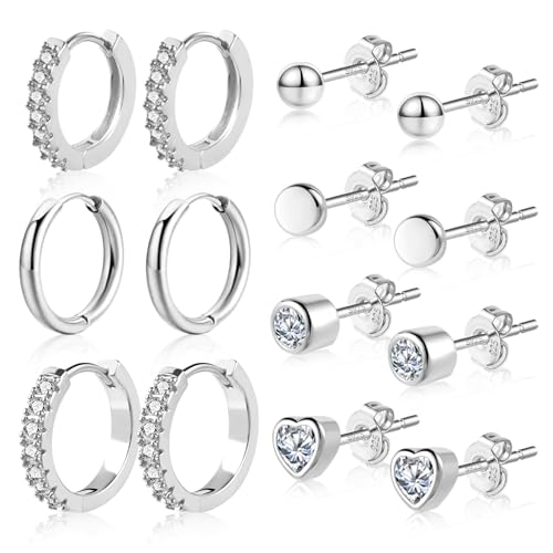 ALEXCRAFT Zirkonia Ohrstecker Silber 925 Ohrringe Set Klein Damen Geschenk für Frauen Freundin Mama Mädchen von ALEXCRAFT