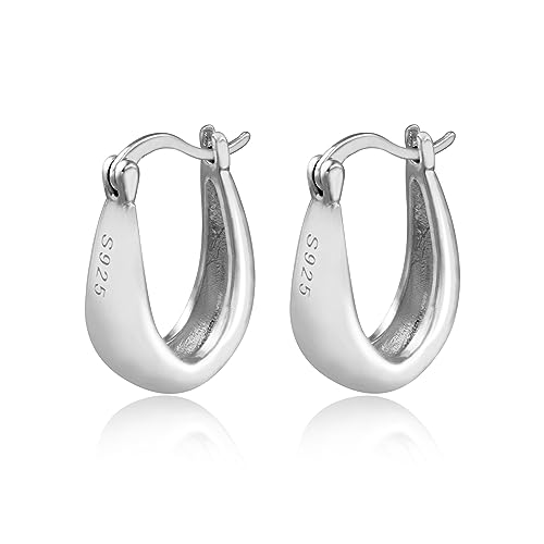 ALEXCRAFT Dicke Ohrringe Creolen Silber 925 Kein Damen Chunky Oval Silver Hoop Earrings Geschenk für Frauen Freundin Mama Mädchen von ALEXCRAFT