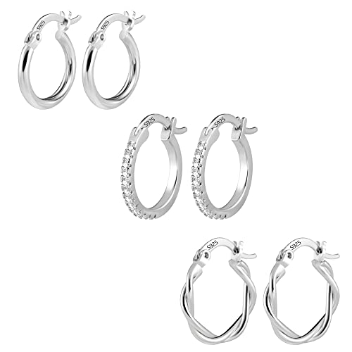 ALEXCRAFT Ohrringe Creolen Set, Damen Silber 925 Creolen Oval Klein Ohrringe, Hypoallergen Schlafen Kreolen Silber Creolen Oval Huggies Multipack Silber 925 Ohrringe Set Schmuck Damen Mädchen von ALEXCRAFT