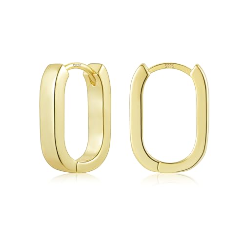 Gold Creolen Ohrringe Damen, Kleine Geometrische Hypoallergen Eckig Leichte Quadratische Huggie Ohrringe für Mädchen von ALEXCRAFT