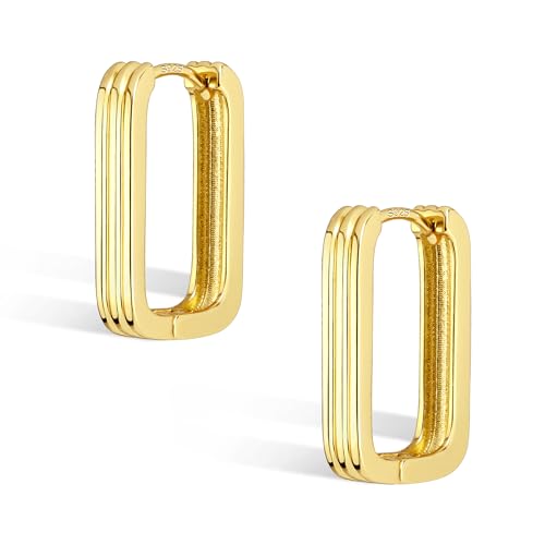 Gold Creolen für Damen, Kleine Eckige Hypoallergene Geometrische Ohrringe, Leichte Quadratische Silber Huggie Creolen für Mädchen Gold Creolen für Damen, Kleine Eckige Hypoallergene Geometrische Ohrringe, Leichte Quadratische Silber Huggie Creolen für Mädchen von ALEXCRAFT