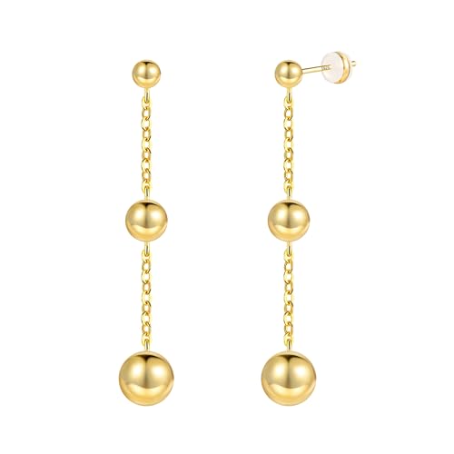 Gold Ohrstecker Hängend Ohrringe Damen, Kleine Silber 925 Ohrstecker leichte 14K Gold Kugel Hängende Ohrringe Anhänger Ohrringe Schmuck Creolen Ohrringe Hängend Damen Schmuckgeschenke von ALEXCRAFT