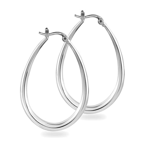 ALEXCRAFT Große Creolen Silber 925 Damen Oval Ohrringe Silber Chunky Silver Hoop Earrings S925 Ohrringe von ALEXCRAFT