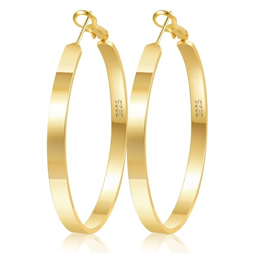 ALEXCRAFT Dick Creolen Gold Groß Rund Ohrringe Kreolen Damen Geschenk für Frauen Freundin Mama Mädchen 50mm von ALEXCRAFT