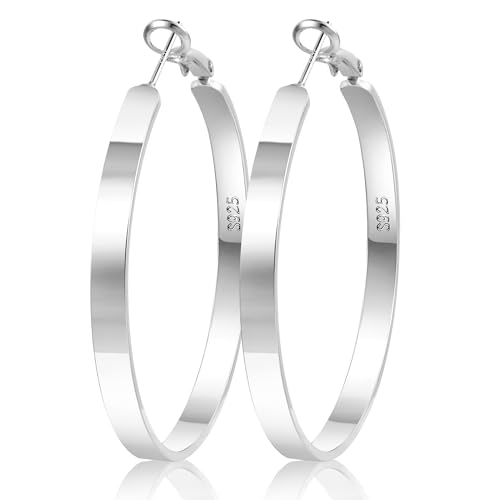 ALEXCRAFT Dick Creolen Silber 925 Groß Ohrringe Kreolen Damen Silver Hoop Earrings Geschenk für Frauen Freundin Mama Mädchen 50mm von ALEXCRAFT