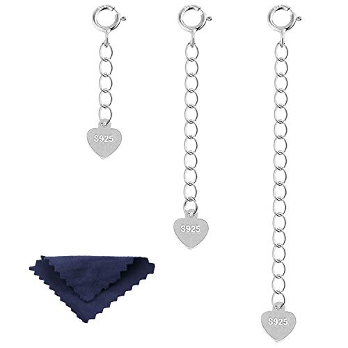 Kettenverlängerung ALEXCRAFT 925 Sterling Silber Kettenverlängerung Verlängerung Kette Halskette Fußkette Armband Verlängerungskette für Schmuckherstellung, 3 Stück 1 2 3 inch von ALEXCRAFT