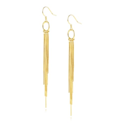 Gold Lange Quasten Ohrringe Ohrstecker für Damen, Hypoallergene Silber 925 Lange Ohrringe 14 Karat vergoldete Quasten Ohrstecker Statement Ohrringe Schmuck Geschenk für Damen 85 mm von ALEXCRAFT