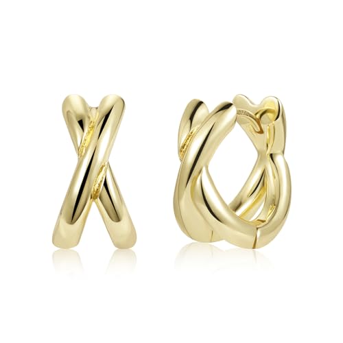 Ohrringe Gold Creolen Damen, ALEXCRAFT Chunky Ohrringe Gold Creolen Klobig Leicht Breit Chunky Doppel Gold Huggie Creolen Kleine, 14k Echt Vergoldete Creolen Klobige Verdrehte Kreuz Twist Ohrringe Ohrringe Gold Creolen Damen, ALEXCRAFT Chunky Ohrringe Gold Creolen Klobig Leicht Breit Chunky Doppel Gold Huggie Creolen Kleine, 14k Echt Vergoldete Creolen Klobige Verdrehte Kreuz Twist Ohrringe von ALEXCRAFT
