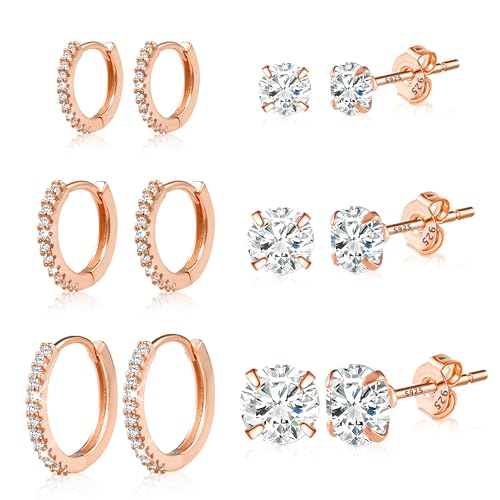 ALEXCRAFT Silber 925 Roségold Ohrringe - Damen & Kind: Creolen, Ohrstecker mit Zirkonia, Hypoallergen ALEXCRAFT Silber 925 Roségold Ohrringe - Damen & Kind: Creolen, Ohrstecker mit Zirkonia, Hypoallergen von ALEXCRAFT