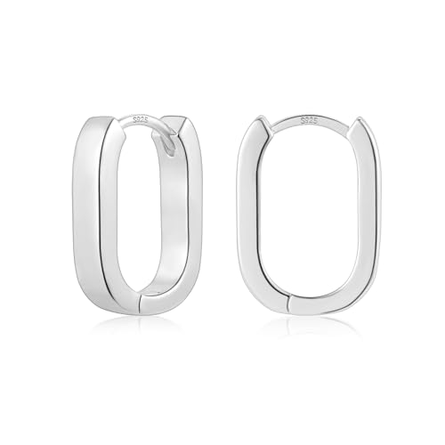 Silber 925 Creolen und Eckige Geometrische Ohrringe - Hypoallergen und Leicht - Quadratische Huggie Ohrringe für Damen von ALEXCRAFT