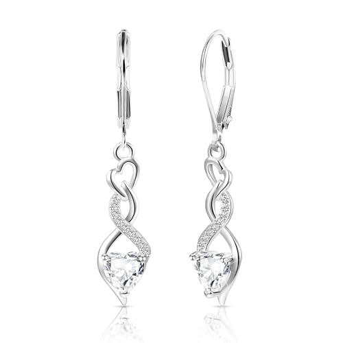 925 Sterling Silber Hängeohrringe - Hypoallergen Brillant Zirkonia Unendlichkeit Infinity Lang Hängend Diamant Ohrhänger für Damen von ALEXCRAFT