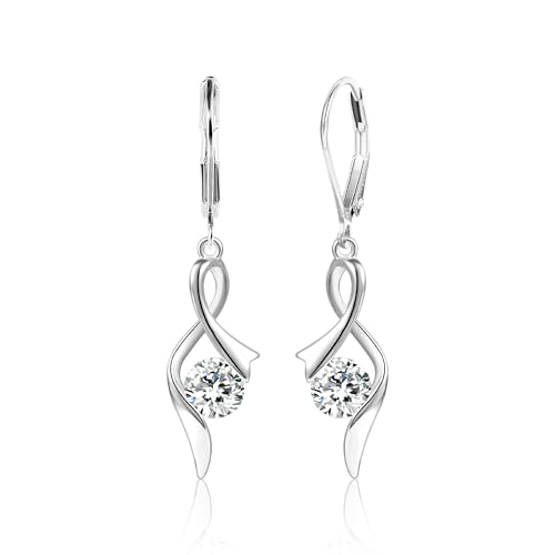 Silber 925 Hängend Ohrringe Damen, Lang Hängend Ohrringe Hypoallergen Diamant Hängeohrringe Brillant Zirkonia Hängend Ohrringe Leichte Hängend Ohrringe Glitzer Ohrhänger mit Stein fur Damen von ALEXCRAFT