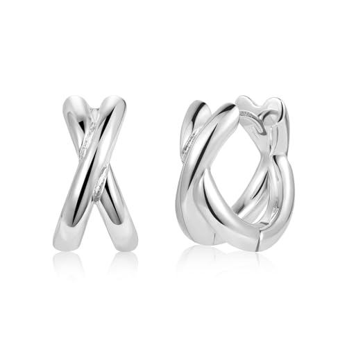 ALEXCRAFT Silber 925 Ohrringe Creolen Damen - Sterling Silber Klobig Leicht Breit Chunky Kleine Huggie Doppel Glitze Klobige Verdrehte Kreuz Twist ALEXCRAFT Silber 925 Ohrringe Creolen Damen - Sterling Silber Klobig Leicht Breit Chunky Kleine Huggie Doppel Glitze Klobige Verdrehte Kreuz Twist von ALEXCRAFT