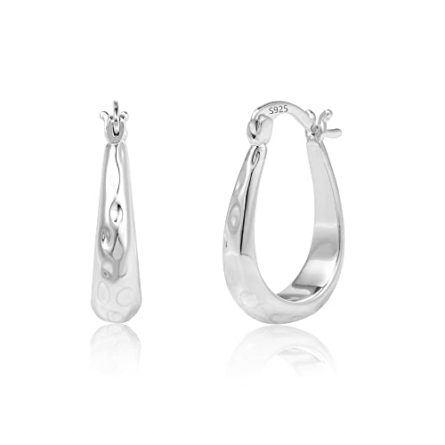 Ohrringe Silber 925, Sterling Silber Creolen für Damen, Silber Ohrringe Creolen Ovale, Tropfenohrringe Creolen kleine Hypoallergen Ohrring für Damen Frauen Mädchen Schmuck Geschenke von ALEXCRAFT