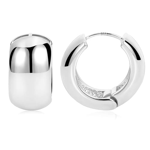 ALEXCRAFT Dicke Ohrringe Creolen Silber für Damen Klein Hypoallergen Huggie Silver Chunky Earrings von ALEXCRAFT