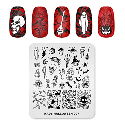 Alexnailart Nail Stamping Plate Christmas Halloween Nail Plates Manicure Templates Nail Art Printing Tool (HALLOWEEN 007) von ALEXNAILART