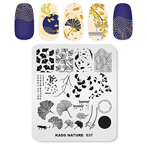 Alexnailart Professionelle Nagel Stempelplatten Autumn Leaves Ginkgo Vers Muster Vorlagen Maniküre Schablonen Nagel Kunst Druck Werkzeuge von ALEXNAILART