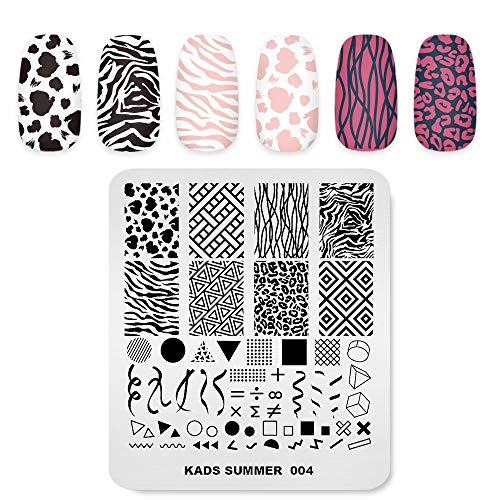 Nagel Stempelplatte Sommer Thema Bild Druck Design Vorlagen Geometrie Leopard Zebra Muster Mehrere Muster Maniküre Design Schablone DIY Nagel Kunst Stamping werkzeuge von ALEXNAILART