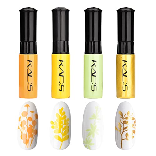 Nagellack Set 4 Farben gelbe gold serie Druck Polnischen einfarbig Stempeln Lack Nageldesign Maniküre Detailliertes Malerei Nagel Kunst Werkzeug von ALEXNAILART