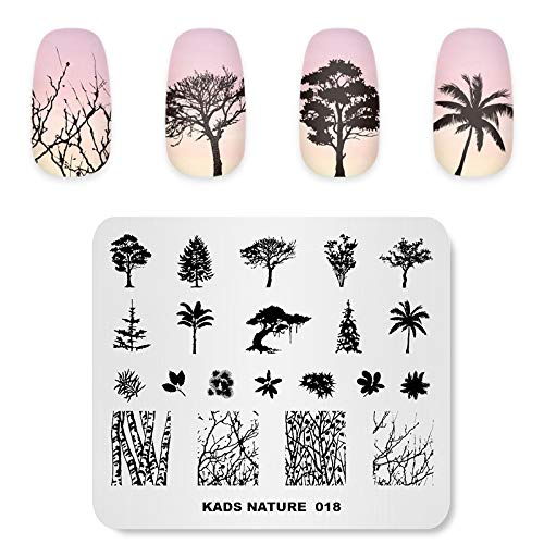 Nail Art Stamping Platte Stempel Vorlage Bild Natur Zweig Zweig Pflanze Kokospalme Muster Nail Art Stamper Nagellack DIY-Tool von ALEXNAILART