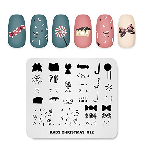 Nail Art Stamping Platte Vorlage Weihnachten Thema Geschenk Süßigkeiten Kuchen Dessert Knoten-Muster Modell DIY Nail Art Bild Stempel Platten gestempelt Maniküre Print Tool von ALEXNAILART