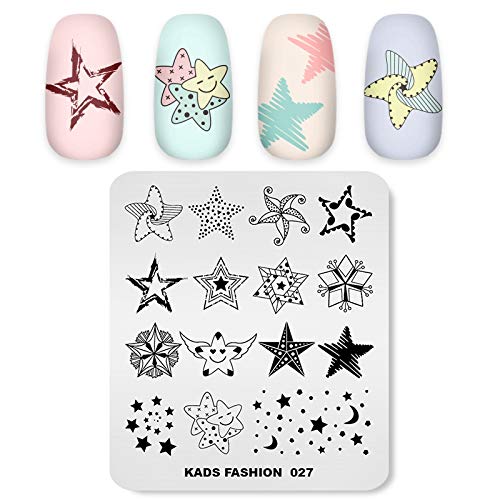 Nail Stamping Druckplatte Modell Bild Platte Stempel Schaber Stern Pentagramm Muster Nail Art Dekoration DIY Druck Maniküre Design von ALEXNAILART