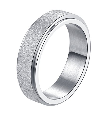 ALEXTINA Damen 6MM Mode Edelstahl Spinner Ring Sand Sprengen Oberfläche Regenbogen Größe 47 ALEXTINA Damen 6MM Mode Edelstahl Spinner Ring Sand Sprengen Oberfläche Regenbogen Größe 47 von ALEXTINA