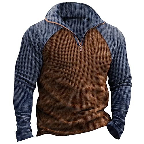 ALEYHA Sweatshirt Herren Frühling Herbst Hoher Kragen Modern Poloshirt Herren Langarm Reißverschluss Running Pullover Herren Casual Druck Design Streetwear Herren LP-04 S von ALEYHA