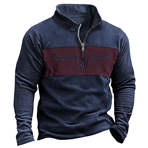 ALEYHA Sweatshirt Herren Frühling Herbst Hoher Kragen Modern Poloshirt Herren Langarm Reißverschluss Running Pullover Herren Casual Druck Design Streetwear Herren LP-05 M von ALEYHA