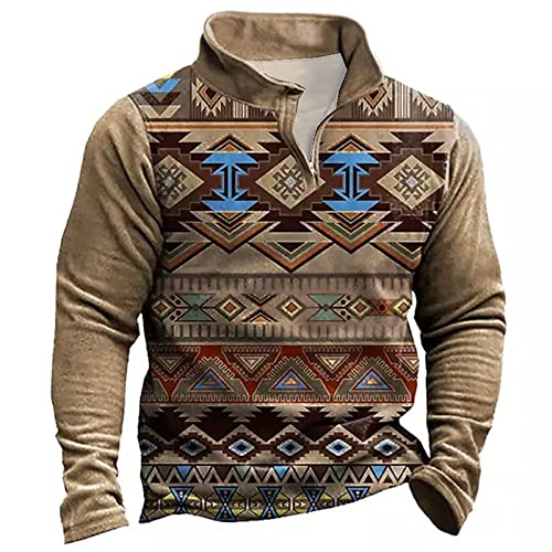 ALEYHA Sweatshirt Herren Frühling Herbst Hoher Kragen Modern Poloshirt Herren Langarm Reißverschluss Running Pullover Herren Casual Druck Design Streetwear Herren LP-08 S von ALEYHA