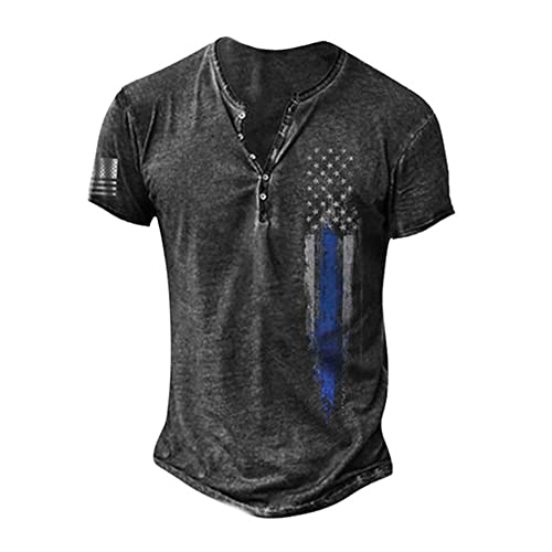 Druck T-Shirt Herren Casual Mode Modern Jugend T-Shirt Herren Frühling Sommer V-Ausschnitt Nachtclub Sportshirt Herren Atmungsaktiv Knöpfe Running Kurzarm Herren TD-13 6XL von ALEYHA