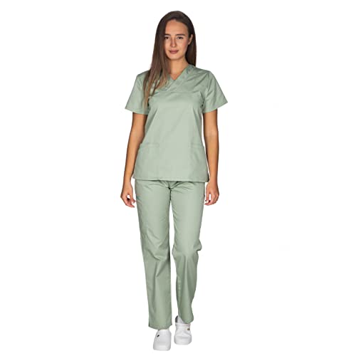 ALEZI Medizinische Arbeitskleidung & OP-Kleidung - Klinik Kasack Set für Frauen | Rundhalsausschnitt, Mid-Line Passform, Taschen | Waschbar und langlebig | Medizinische Uniform für Damen von ALEZI